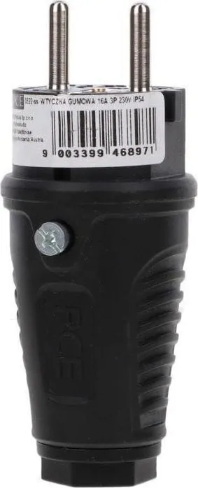 Prizë portative PCE RUBBER PLUG 0522-ss, 16A 3P 230V, IP54, e zezë - 1