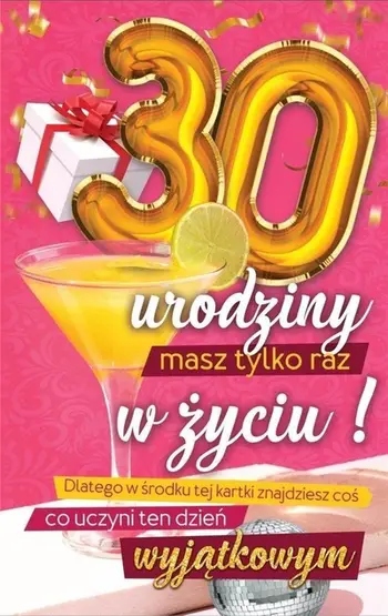 Kartolinë ditëlindjeje Yeku Birthday Card 30, me ngjitëse për shishe, shumëngjyrëshe
