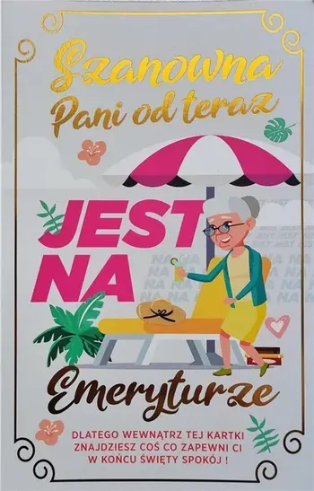 Kartolinë pensioni Yeku Retirement Card, me varëse dere, shumëngjyrëshe