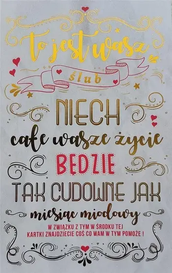Kartolinë urimi Yeku Wedding Card, letër e trashë, me varëse dere, shumëngjyrëshe