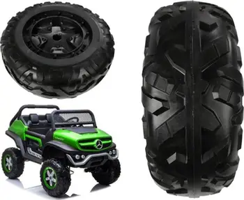 Rrotë për veturë me bateri Lean Cars Mercedes Unimog, 36x13 cm, e zezë
