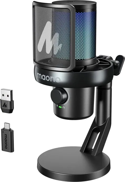 Mikrofon kondensator wireless Maono DM40 Pro, AI Voice Changer, RGB, i zi - 1