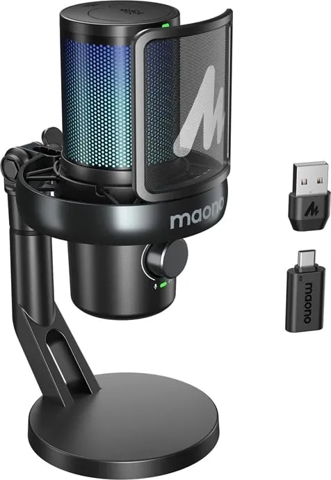 Mikrofon kondensator wireless Maono DM40 Pro, AI Voice Changer, RGB, i zi - 4