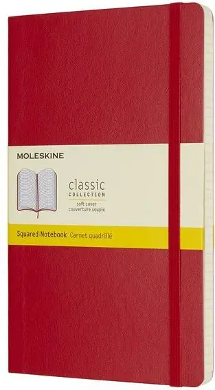 Fletore Moleskine Classic Squared, 13x21 cm, me vija katrorë, e kuqe