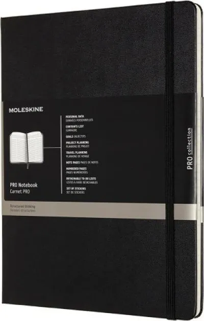 Fletore Moleskine Professional XL, 19x25 cm, 192 faqe, e zezë - 1