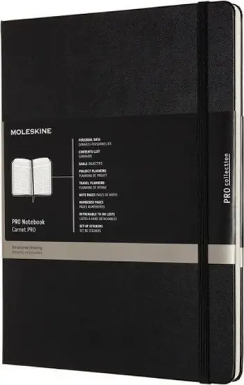 Fletore Moleskine Professional XL, 19x25 cm, 192 faqe, e zezë