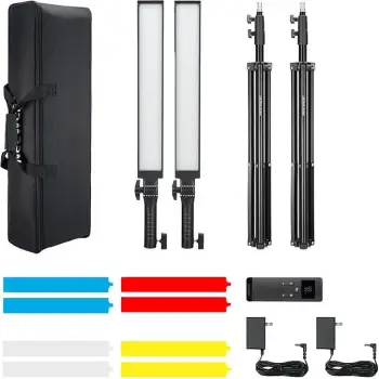 Set ndriçimi LED Neewer BH20B, me tripod, telekomandë, 2 copë, i zi