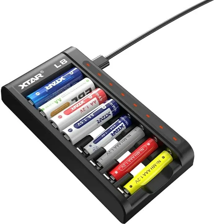 Karikues baterish XTAR L8, 8 vende, AA/AAA, Li-Ion, i zi - 6