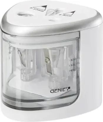 Mprehës elektrik lapsash GENIE PS 120, me bateri AA, transparent/bardhë