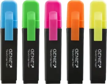 Set markerësh Genie Highlighter, 5 ngjyra, 5 copë