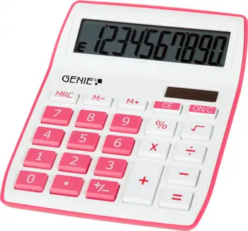 Kalkulator tavoline Genie 840P, ekran 10 shifra, solar dhe bateri, rozë
