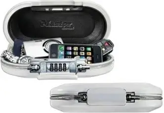 Kasafortë portative MasterLock Safe P21347 5900EURDWHT, kombinim me 4 shifra, kabllo sigurie, gri e errët