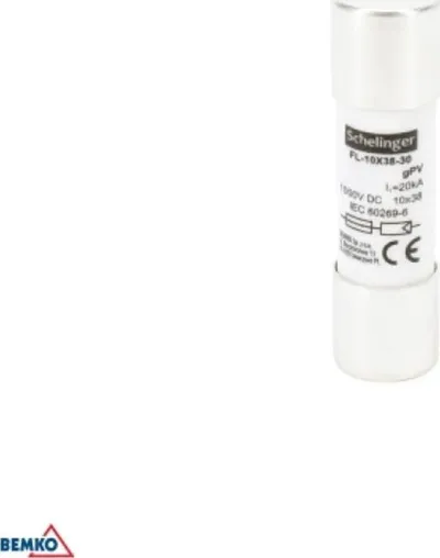 Siguresë cilindrike Bemko Schelinger 10x38mm, 1000V DC, 12A, e bardhë - 1