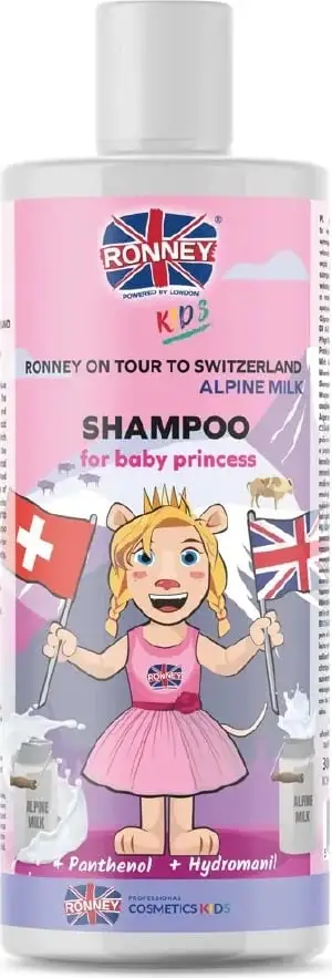 Shampo flokësh për fëmijë Ronney Kids On Tour To Switzerland, qumësht alpin, 300ml