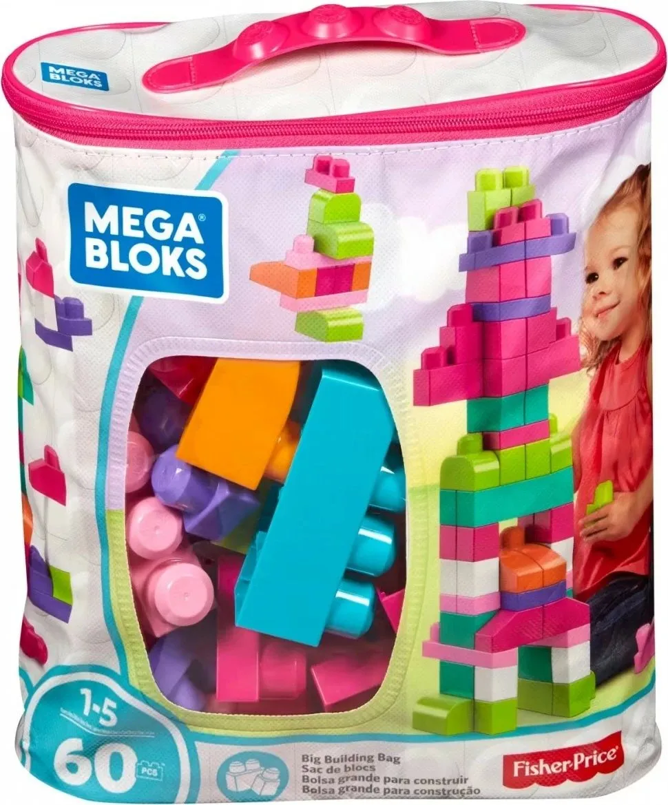 Kubëza Mega Bloks First Builders - Çantë rozë+60 elemente (DCH54),+12muaj - 1