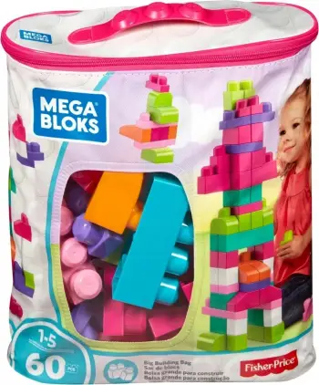 Kubëza Mega Bloks First Builders - Çantë rozë+60 elemente (DCH54),+12muaj