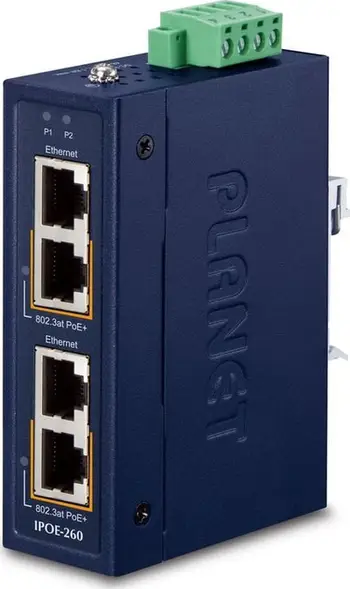 Switch industrial Planet PLANET, 2 porta Gigabit, PoE, blu