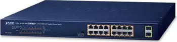 Switch rrjeti Planet GSW-1820HP, 16 porta Gigabit PoE, 240W, 2 SFP, blu