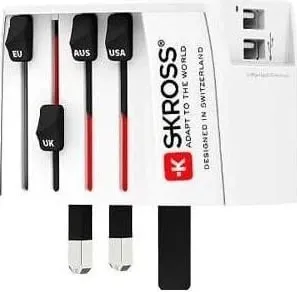 Adapter udhëtimi Skross World Adapter MUV, 2x USB 2.4A, 100 250V, i bardhë - 2