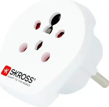 Adapter udhëtimi Skross 1.500217-E, prizë 3 pin me tokëzim, kompakt, i bardhë