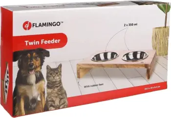 Tasa duo për ushqim dhe pije për qen dhe mace Flamingo