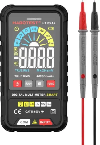 Multimetër digjital Habotest HT124A+, matje tensioni, rezistence, frekuence, NCV, i zi