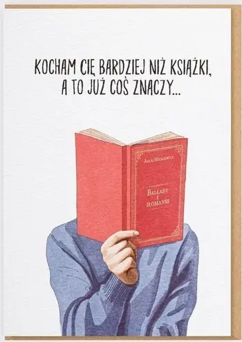 Kartolinë Nadwyraz.com I Love You More Than Books, me zarf, e bardhë