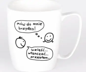 Filxhan qeramik Nadwyraz, 330ml, me mbishkrim Talk dirty to me, i bardhë