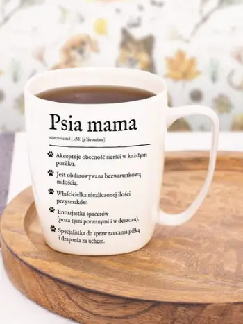 Filxhan porcelani Nadwyraz.com Dog Mom, 330ml, me mbishkrim, i bardhë