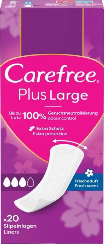 Peceta higjienike për femra Carefree Plus Larger me aromë të freskët, 20 copë