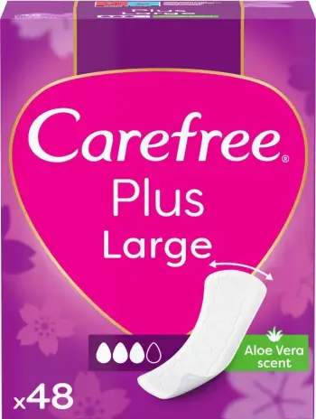 Peceta higjienike Carefree Plus Larger Aloe Vera për femra, 48 copë