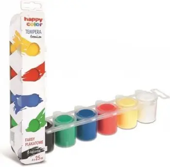 Ngjyrosa tempera Happy Color Poster Paint Premium, set 6 ngjyra, 25 ml