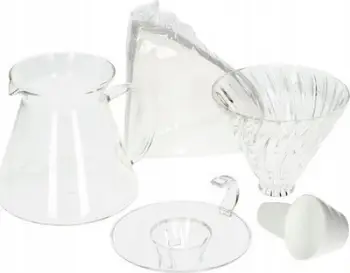 Set për kafe Hario V60 Glass Brewing Kit, dripper xhami V60 02, server 600 ml, transparent