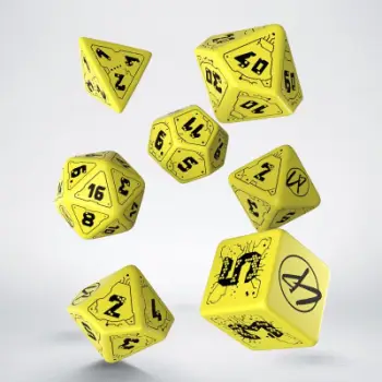 Set zare Q-Workshop Cyberpunk Red Danger Zone, 7 zare, tematikë RPG, e verdhë