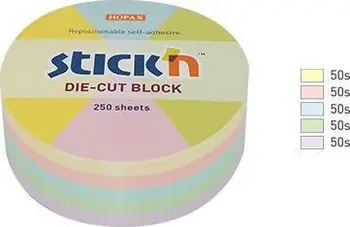 Shënime ngjitëse Stickn rreth, 67x67mm, 250 fletë, 5 ngjyra pastel