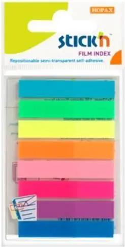 Shënues ngjitës indeksi Stickn 155307, 8 ngjyra neon klasike
