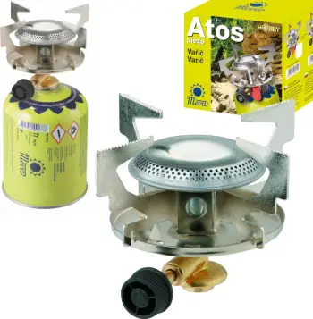 Sobë gazi turistike Meva ATOS KP06011, 1.8 kW, metal, argjend