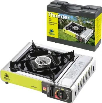 Sobë gazi kampingu Meva THUNDER PRO, 2kW, Metal, Gjelbër, me valixhe
