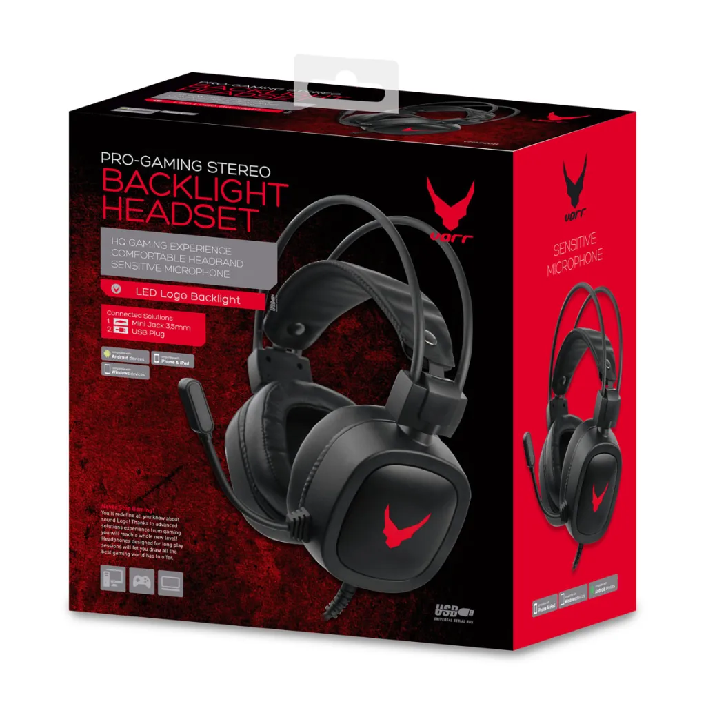 Kufje gaming Varr VH6020B, LED Mic, të zeza - 2