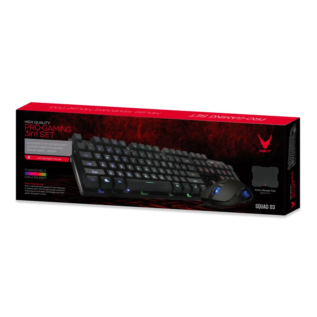 Set gaming Varr Cherry VSETKMP01, tastierë + maus + mauspad, i zi - 5