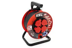 Zgjatës me daulle Plastrol Professional Line, 4x2P+PE, 25m, i zi