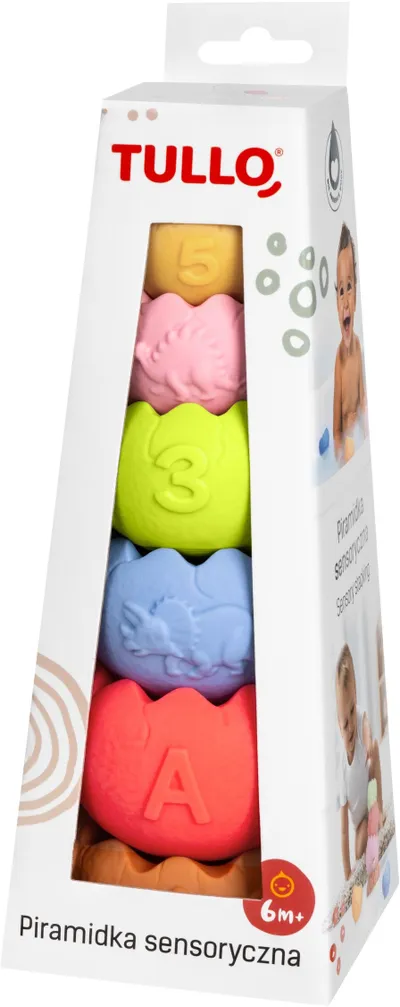 Lodër ndijore AM Tullo 620 Sensory Pyramid, edukative, për foshnja, shumëngjyrëshe pastel - 2