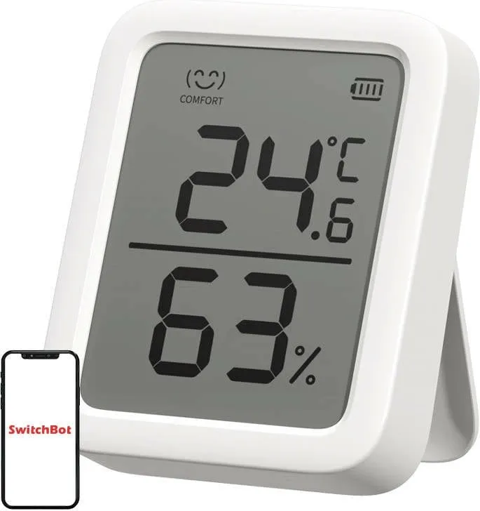 Termometër dhe higrometër smart SwitchBot Thermometer Hygrometer Plus, ekran 3", sensor i saktë, i bardhë - 1