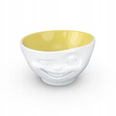 Çupë Tassen Winking Face 16oz, porcelan, brendësi saffron, e bardhë - 1