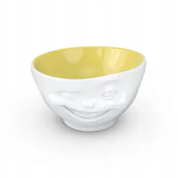 Çupë Tassen Winking Face 16oz, porcelan, brendësi saffron, e bardhë