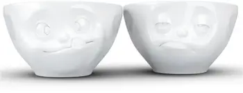 Set tasa porcelani FIFTYEIGHT PRODUCTS TASSEN Medium No. 3, 6.5 oz, dizajn Tasty dhe Snoozy, të bardhë