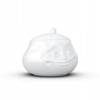 Enë sheqeri porcelani Sweet, me kapak, e bardhë