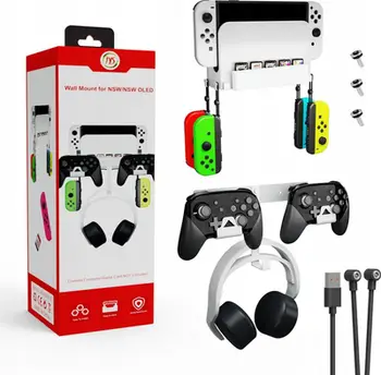 Mbajtëse muri JYS NS252 për Nintendo Switch, metal, e bardhë gri