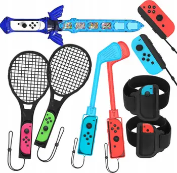 Set aksesorësh JYS NS236 për Nintendo Switch, 9 në 1, plastike ABS, shumëngjyrësh