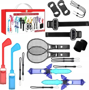 Set aksesorësh JYS NS241 për Nintendo Switch, 12 pjesë, për Switch dhe Switch OLED, i zi